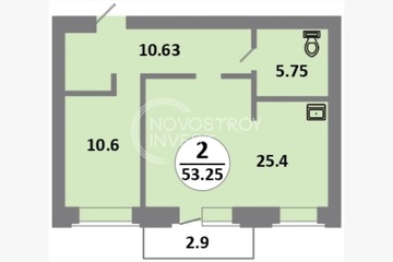 2-к квартира, 53,2 м², 7/14 эт.