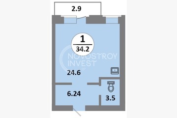 Студия, 34,2 м², 2/14 эт.