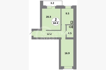 2-к квартира, 64,4 м², 5/14 эт.