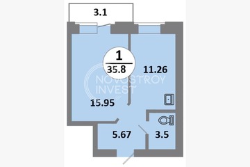 1-к квартира, 35,8 м², 12/14 эт.