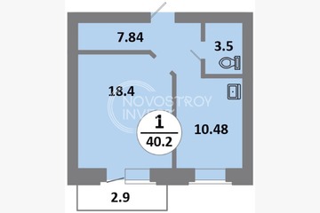 1-к квартира, 40,2 м², 14/14 эт.