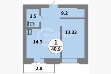 1-к квартира, 40,9 м², 5/14 эт.