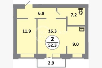 2-к квартира, 52,3 м², 6/14 эт.