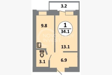 1-к квартира, 34,1 м², 14/14 эт.