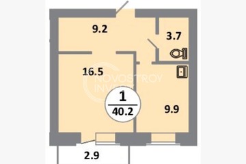 1-к квартира, 40,2 м², 2/14 эт.